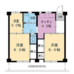 ビレッジハウス徳倉1号棟【405号室】の間取り
