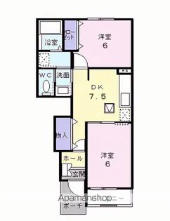 クロ-バ-ハウス【1階】の間取り