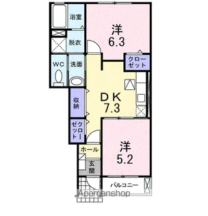 カーサ.エテルノ Ⅱ【1階】の間取り