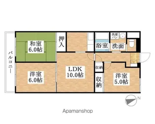 庄内公園朝日マンション【102号室】の間取り