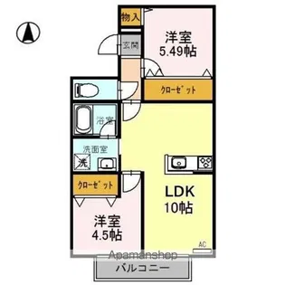 メゾン・ドゥ・パサージュ【2階】の間取り