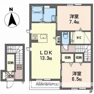 シャーメゾン八橋【202号室】の間取り