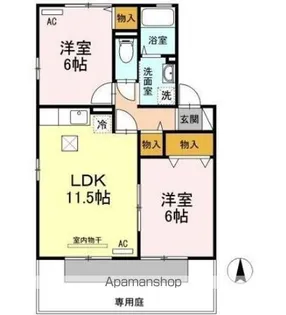 セジュールメゾンG【1階】の間取り