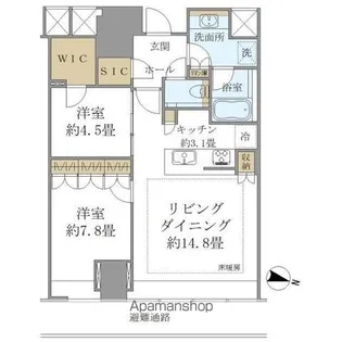 BRILLIA TOWER堂島【1909号室】の間取り