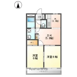 エポックシュー1番館【302号室】の間取り