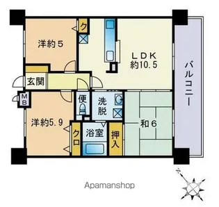 エクレール香椎参道【306号室】の間取り