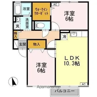 ビバーチェ・やまは奈 A棟【2階】の間取り