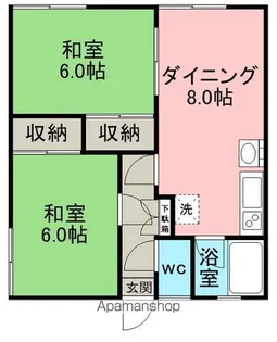 北海道網走市台町2丁目【アパート】の間取り
