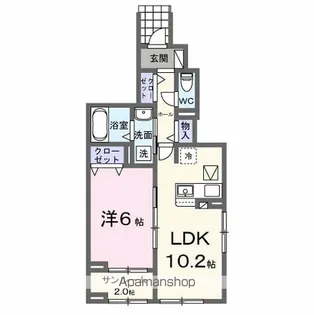 仮)六高台5丁目アパートⅡ【1階】の間取り