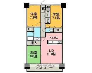 クレア旭ヶ丘【4階】の間取り