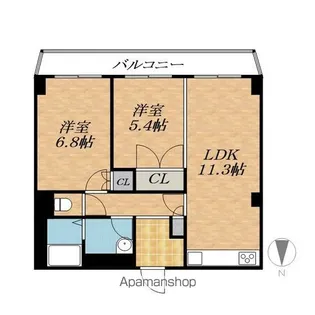 ホワイトパレス【9階】の間取り