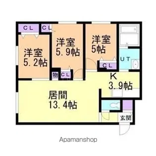 GRAN LUZ手稲富丘(グランルース手稲富丘)【105号室】の間取り