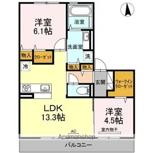 メルベーユ阿恵 B棟【202号室】の間取り