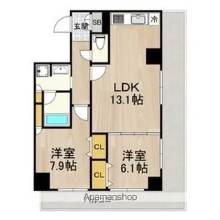 セントラル堺東【608号室】の間取り