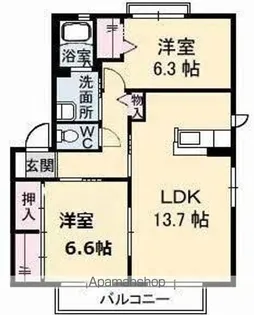 グリーンハイツ木太A・B・C・D棟【2階】の間取り