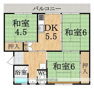 ビレッジハウス大淀3号棟【302号室】の間取り