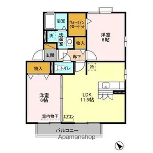 オベルジーヌ D【2階】の間取り