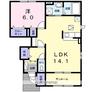 チェリーブロッサムドゥ【1階】の間取り
