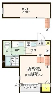 ハーモニーテラス東仙台Ⅹ【105号室】の間取り