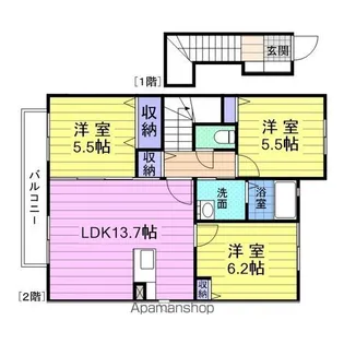アムールコートⅡB【2階】の間取り