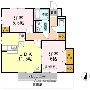 フローラルガーデン土器東【1階】の間取り