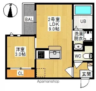 GRANDTIC FLEURIR 西崎(グランティックフルリール【102号室号室】の間取り