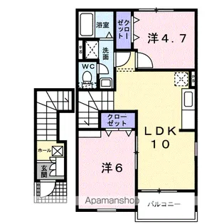 カロスアンセ弐番館【2階】の間取り