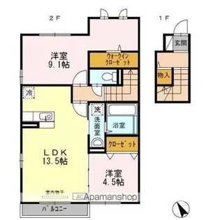 ぽるトゥ・かれん【2階】の間取り