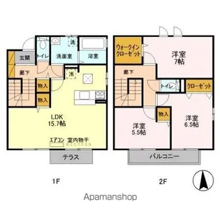千葉県我孫子市高野山【テラスハウス】の間取り