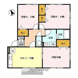 リバーサイドシャトー ABC【1階】の間取り