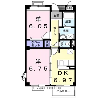 サニーセトル弐号館【2階】の間取り
