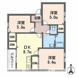 ランドヒル男山【1階】の間取り