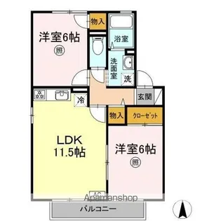 ソワール ド オウジ A棟【2階】の間取り