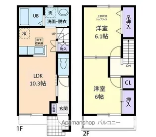 CHATEAU BON HEUR III【103号室】の間取り