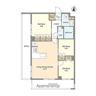メゾンドオンディーヌ【1階】の間取り