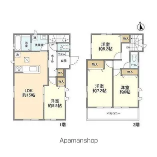 埼玉県春日部市備後西3丁目【一戸建】の間取り