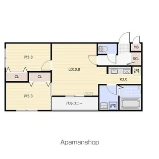 THREE R 千歳(スリーアール)【1階】の間取り