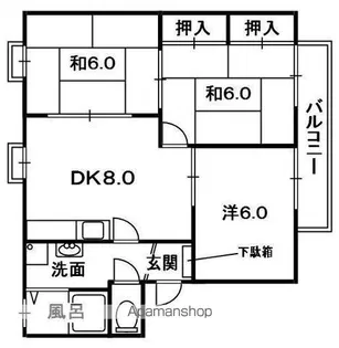 グランメールヴィラNO.2676【1階】の間取り