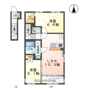 (仮称)向中野道明アパート工事【2階】の間取り