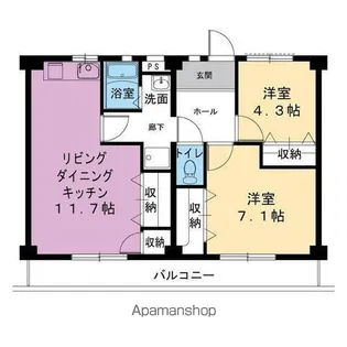 ビレッジハウス不入斗1号棟【5階】の間取り