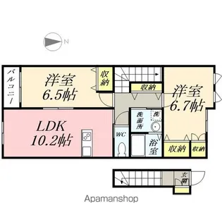 プティーシュシュ撫川【2階】の間取り