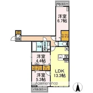 セレスティア谷在家II【2階】の間取り