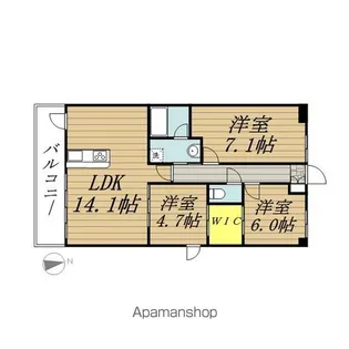 ボワ・デ・コガネ【9階】の間取り