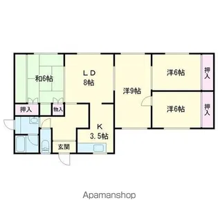 啓北町4LDKアパート【1F号室】の間取り