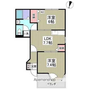 サンパティークB【1階】の間取り