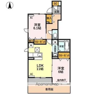 アン プティ シャトン【1階】の間取り