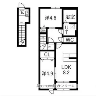ヴィルヌーブⅢ【2階】の間取り