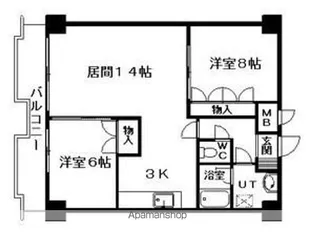 プラザ中島公園【9階】の間取り