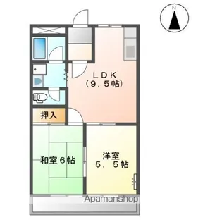 ツインハイムミサト【1階】の間取り