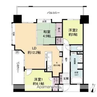KDXレジデンス西公園【9階】の間取り